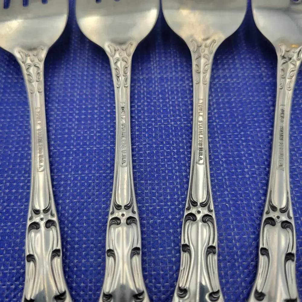 Set of 4 Towle Silver Merrimack Stainless Steel USA Salad Fork